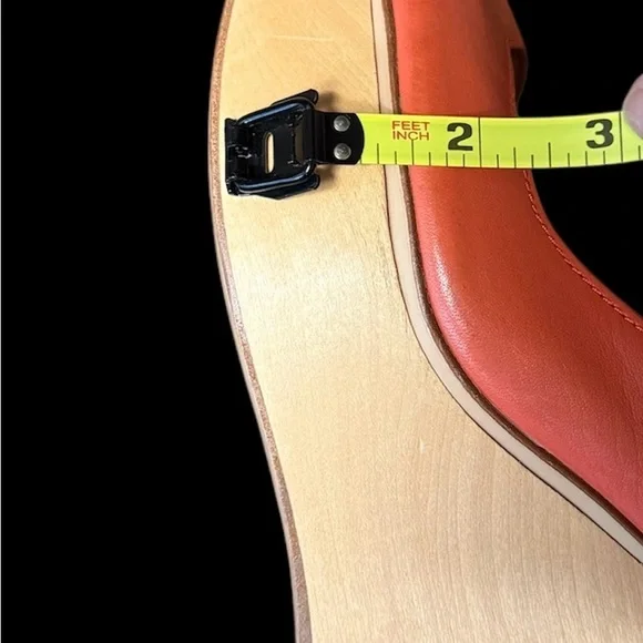 COACH Coral Leather Wooden Platform Wedge Heels Women’s Shoes Size 9.5 B - Picture 10 of 10